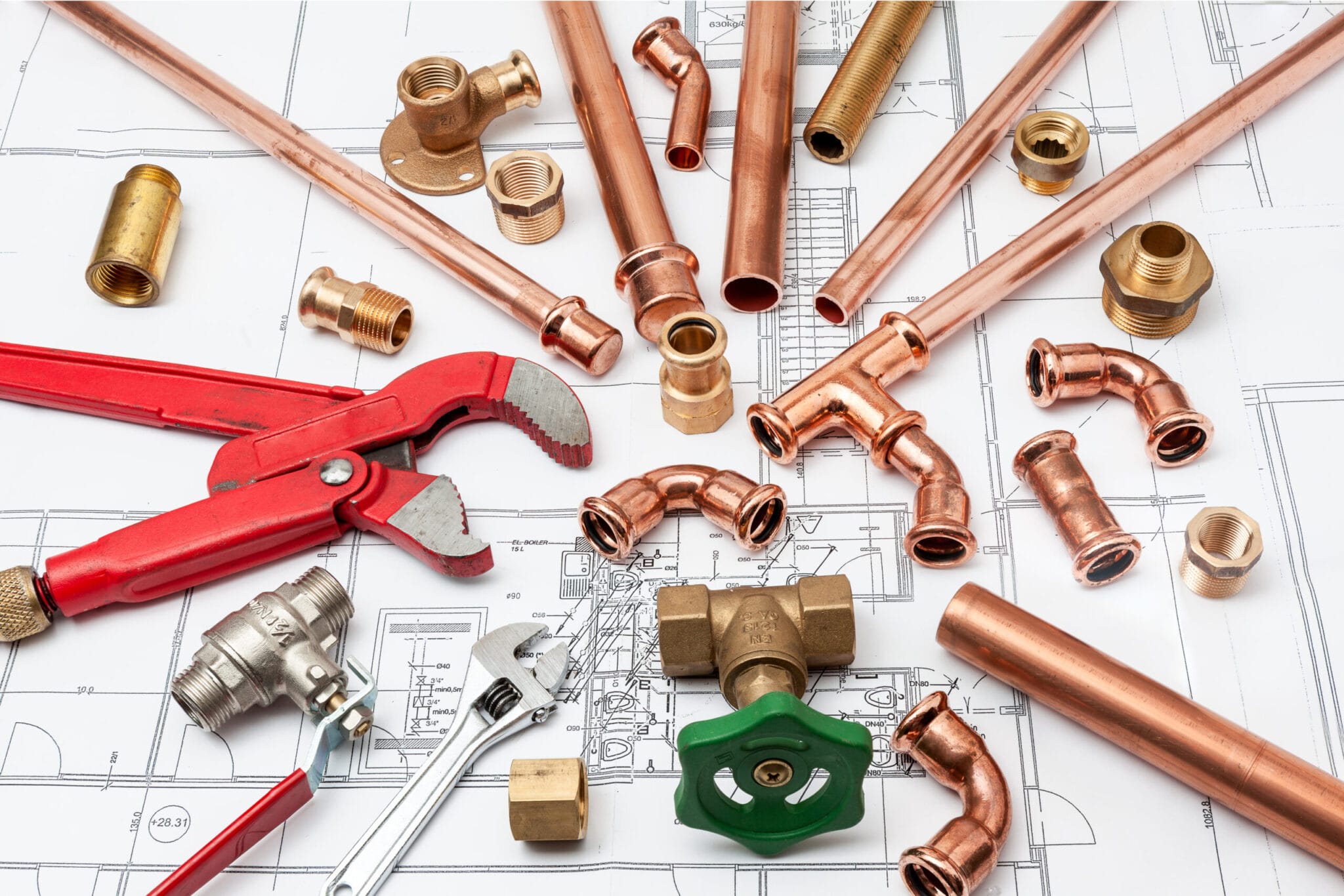 Copper pipe fittings and plumbing parts for Rome, Georgia repairs